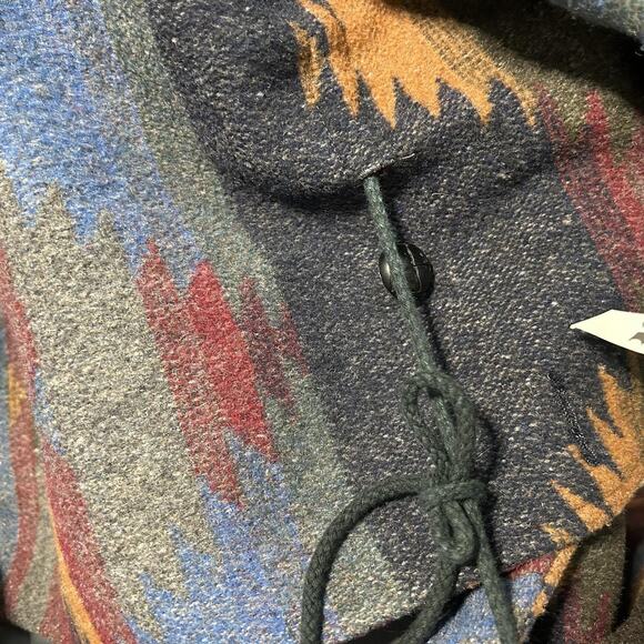 Andrea Marin Coat Womens Large Multicolor Hooded Wool Blend Aztec Boho Southwest - Picture 9 of 15